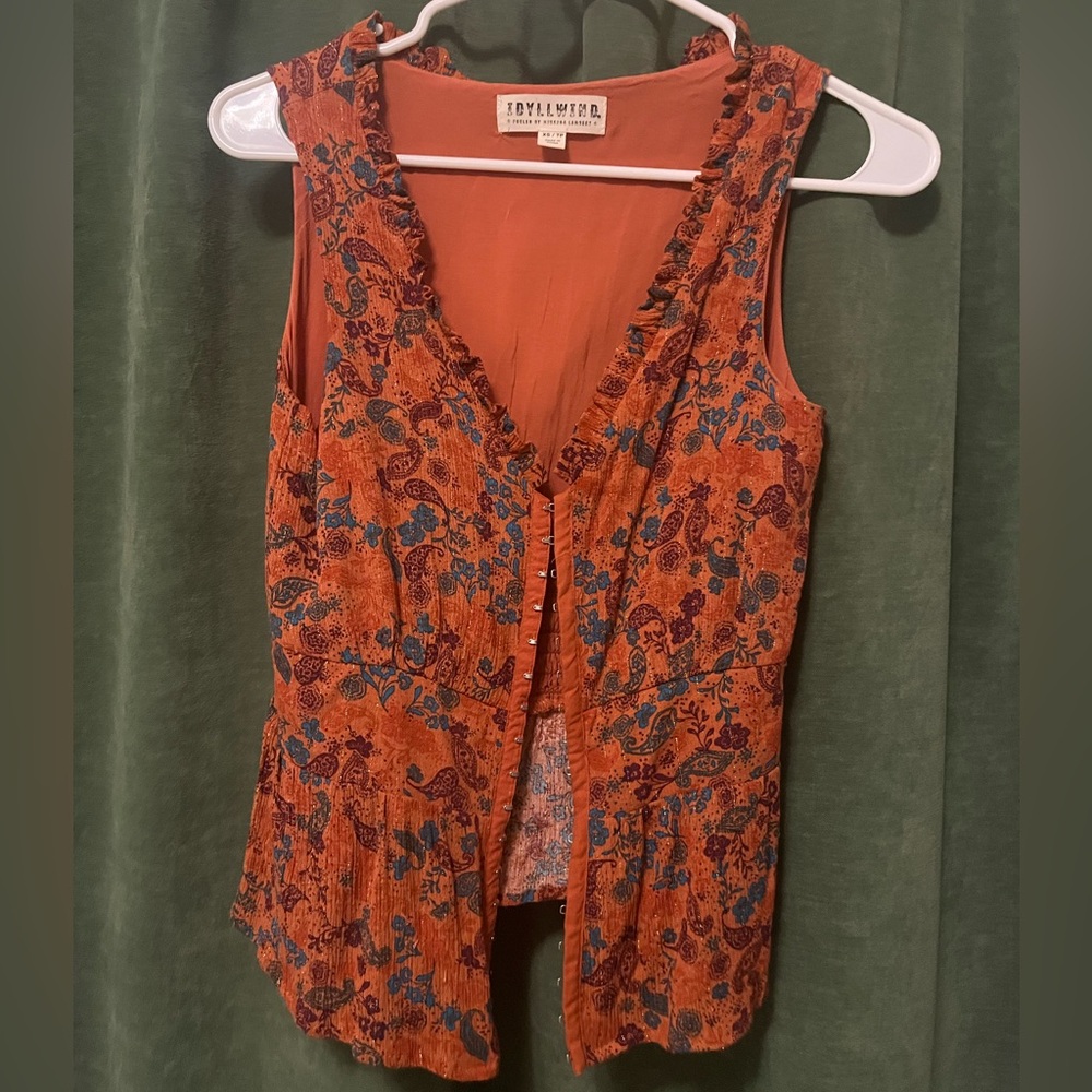 Idyllwind Rust and Blue Floral Blouse